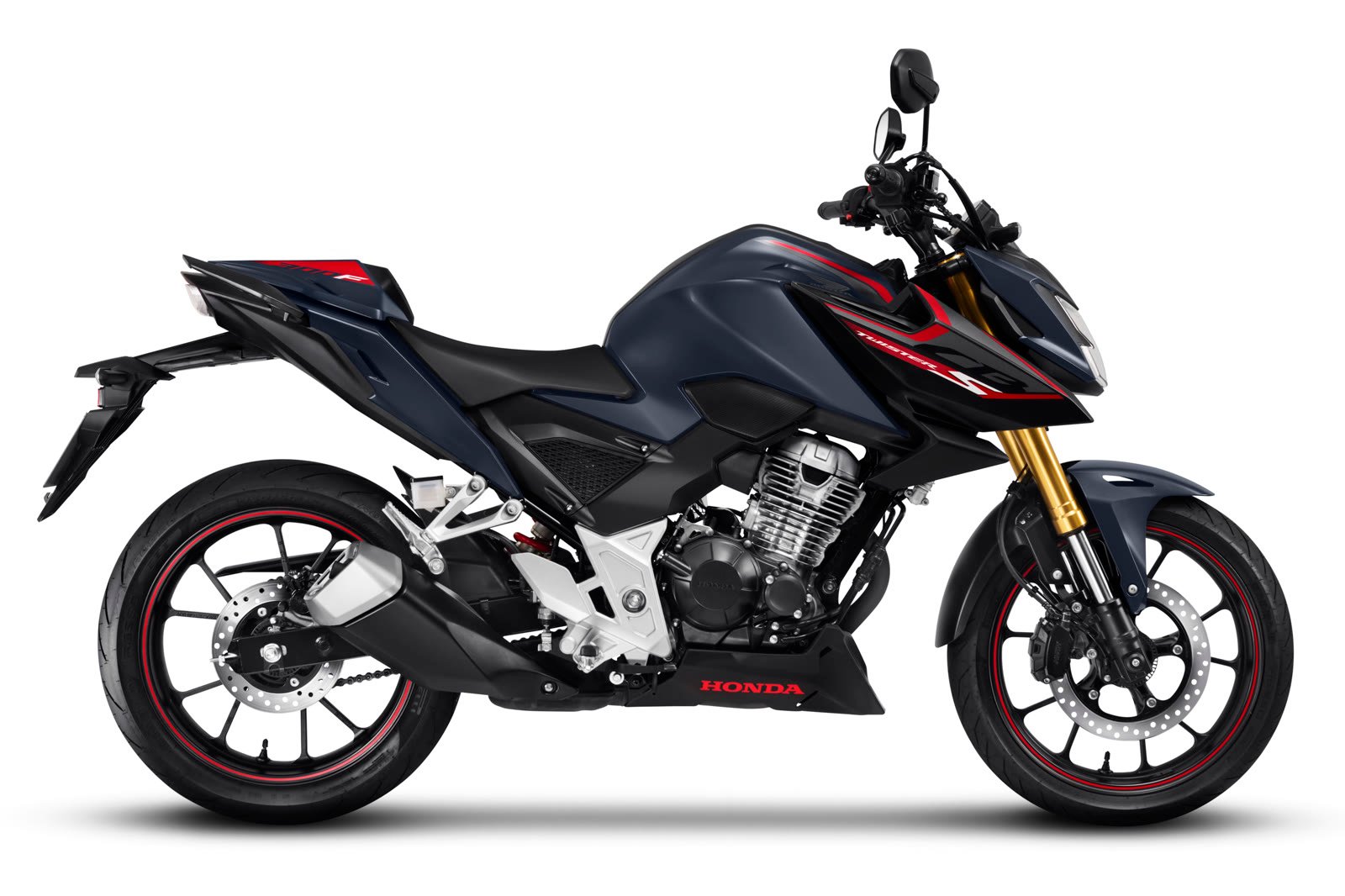 Honda CB300F Twister S 2027 com carenagem monoposto, vista lateral